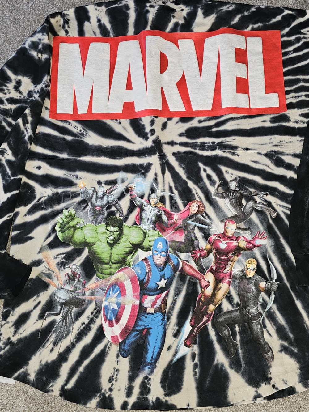 NWT Disney Spirit Jersey Marvel Tie-Dye Avengers
